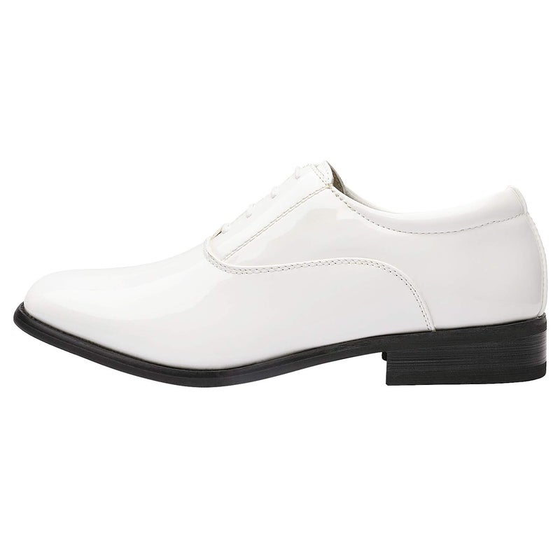 Bruno Marc Men's Dress Shoes, Faux Leather Oxford Tuxedo Shoes, Classic Lace-Up Design, Comfortable Leather Lining, Durable Wooden Heel, Formal Events, Size 11,White,CEREMONY-05 - Image 2